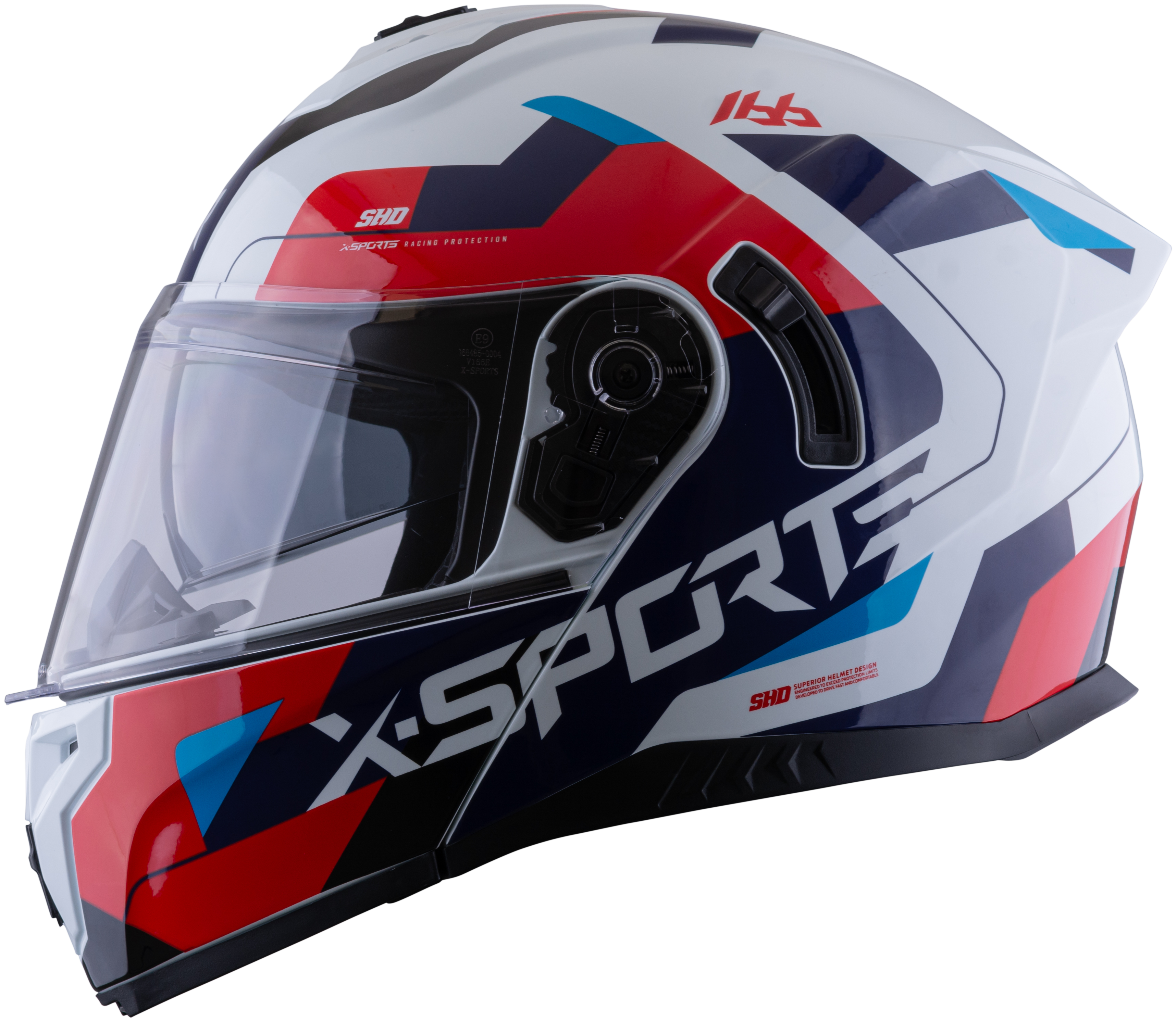 Casco XSPORTS 166 Bokanix Blanco Azul Rojo Brillante