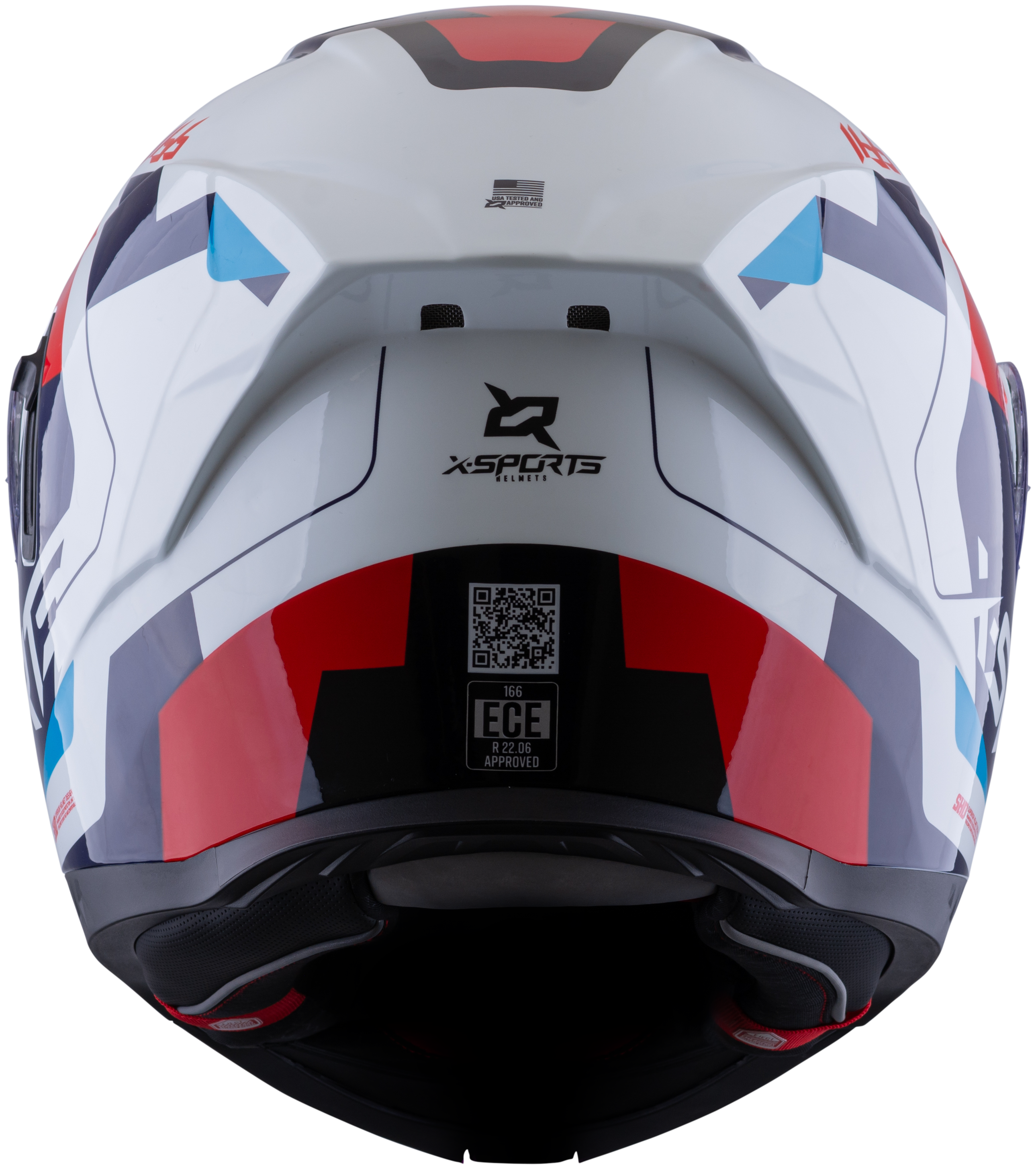 Casco XSPORTS 166 Bokanix Blanco Azul Rojo Brillante
