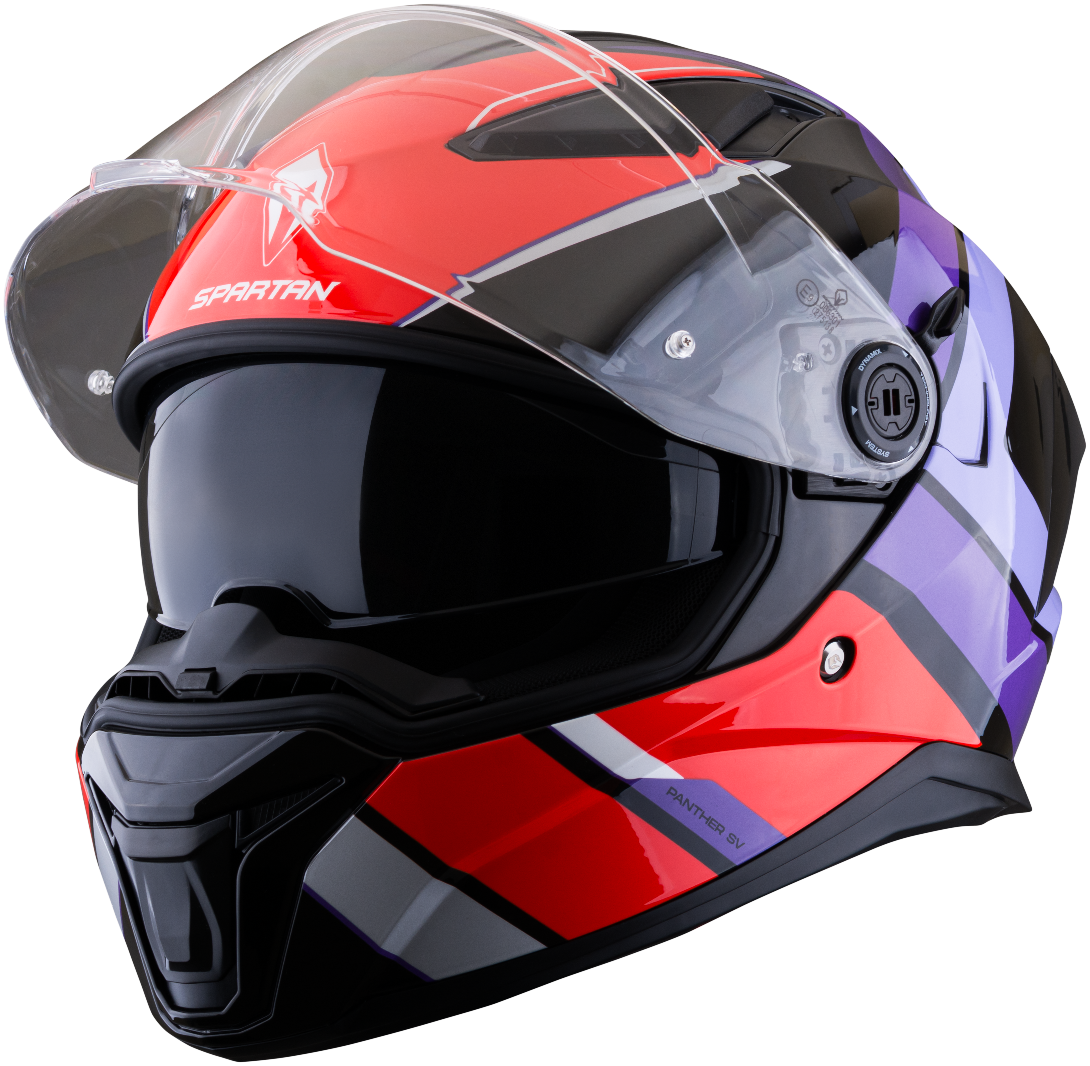 Casco SPARTAN Panther Valve Negro Rojo Morado