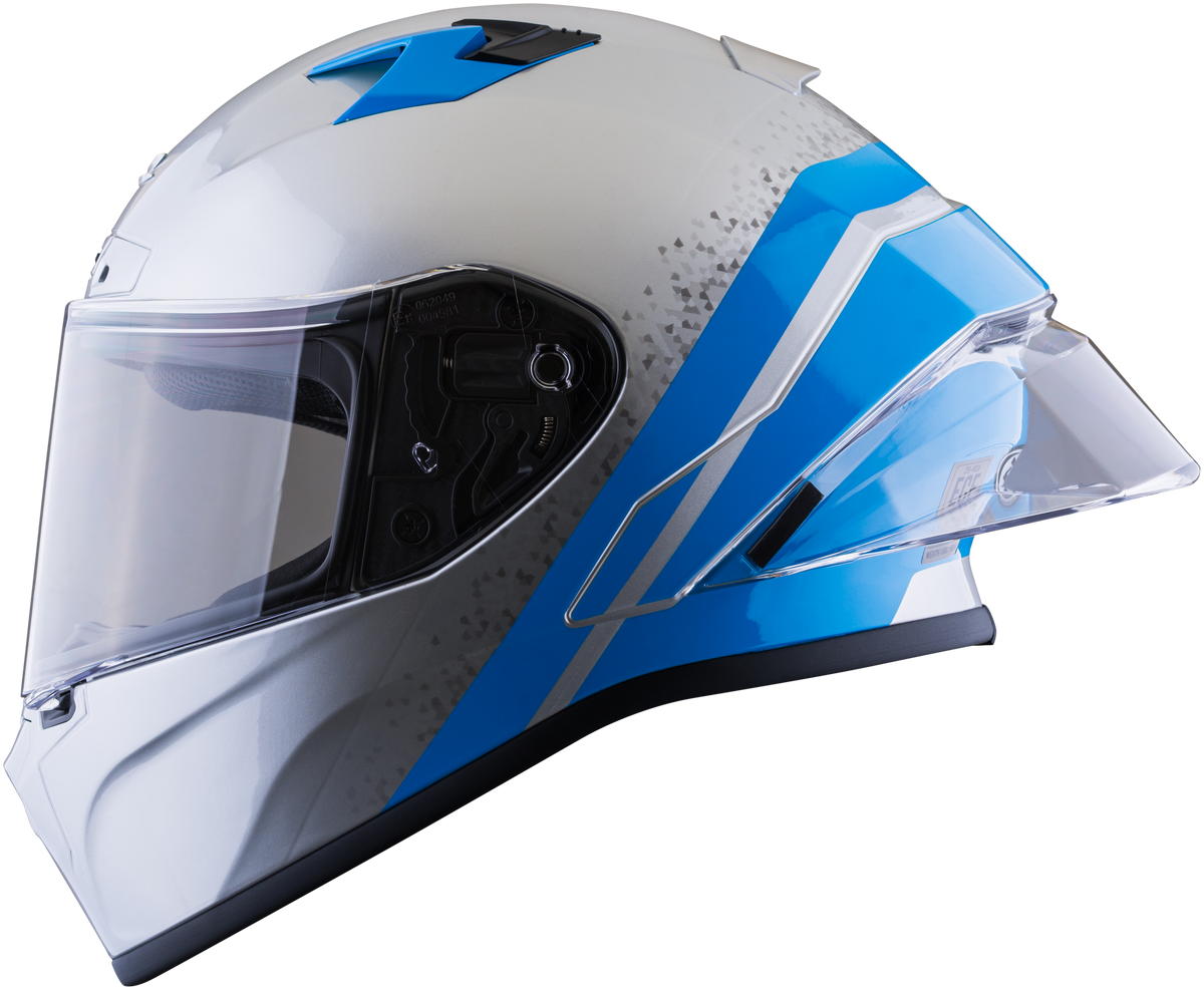 Casco ZEUS 826 Plata Azul Brillante
