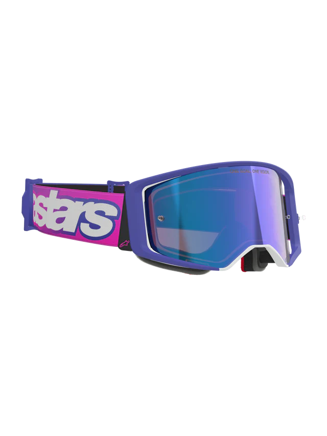 Gafas Goggle Alpinestars Supertech Vision Vista Morado Fluor Rosa Mirror Azul