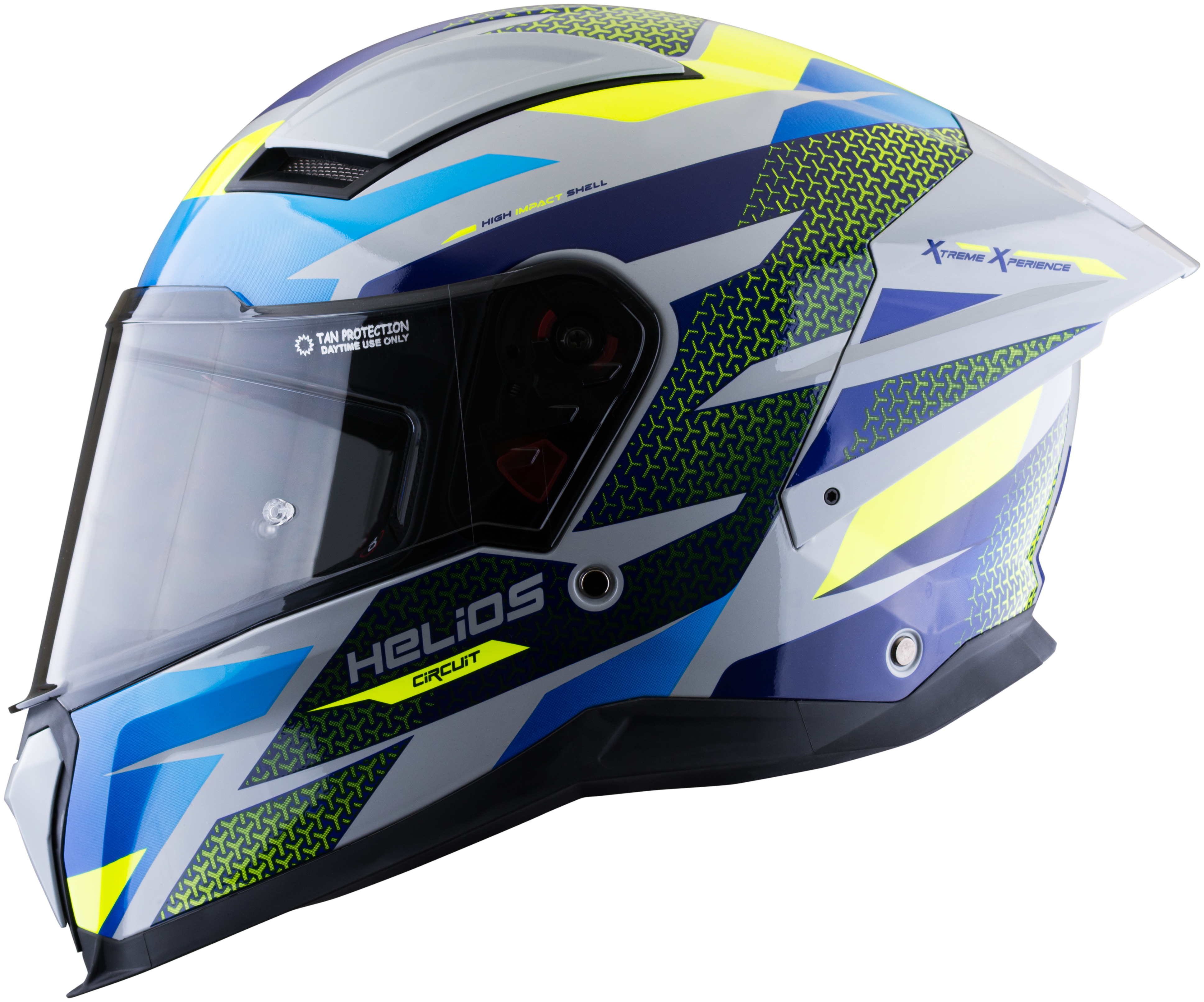 Casco XSPORTS Helios Circuit Gris Azul Amarillo