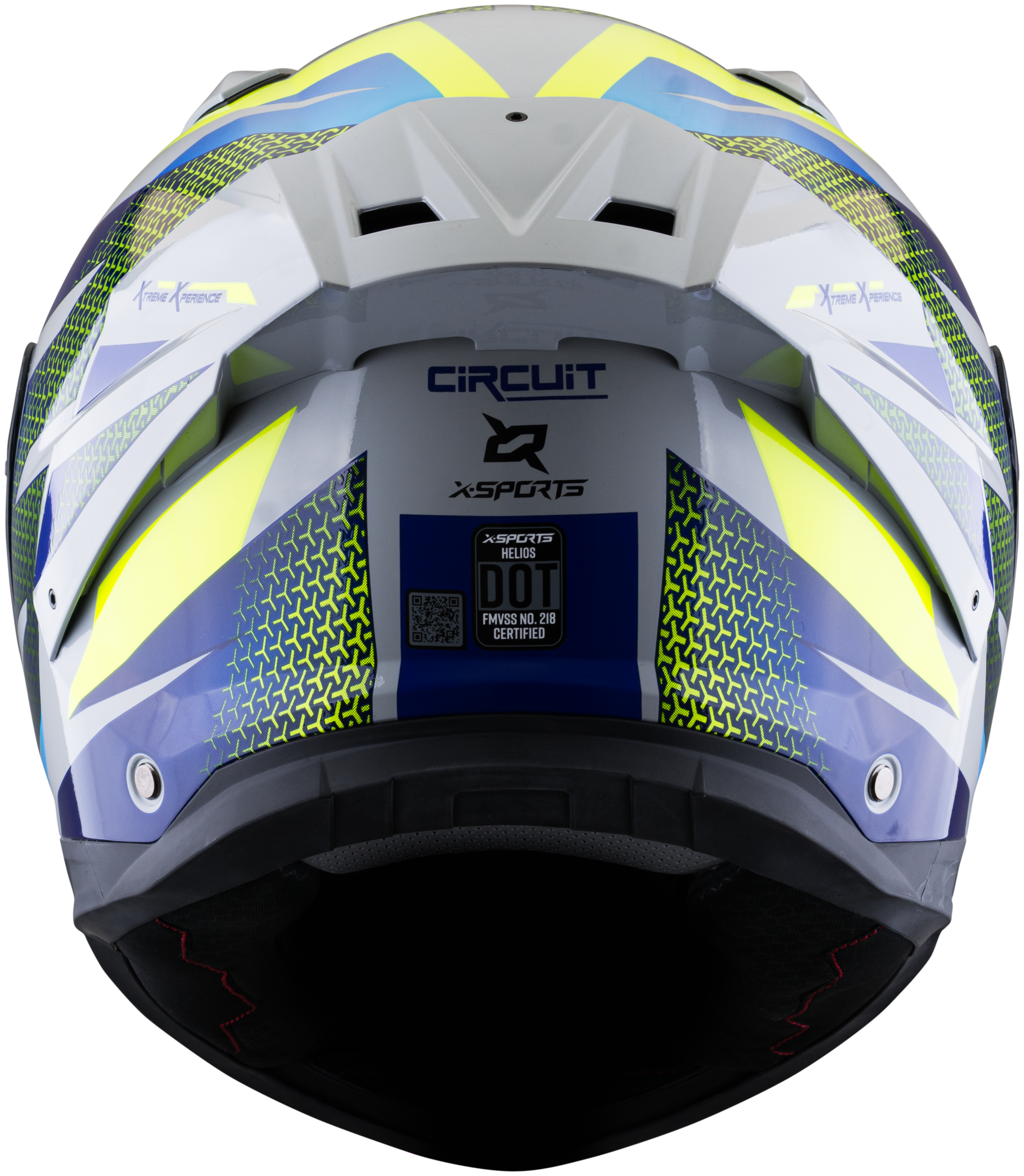 Casco XSPORTS Helios Circuit Gris Azul Amarillo