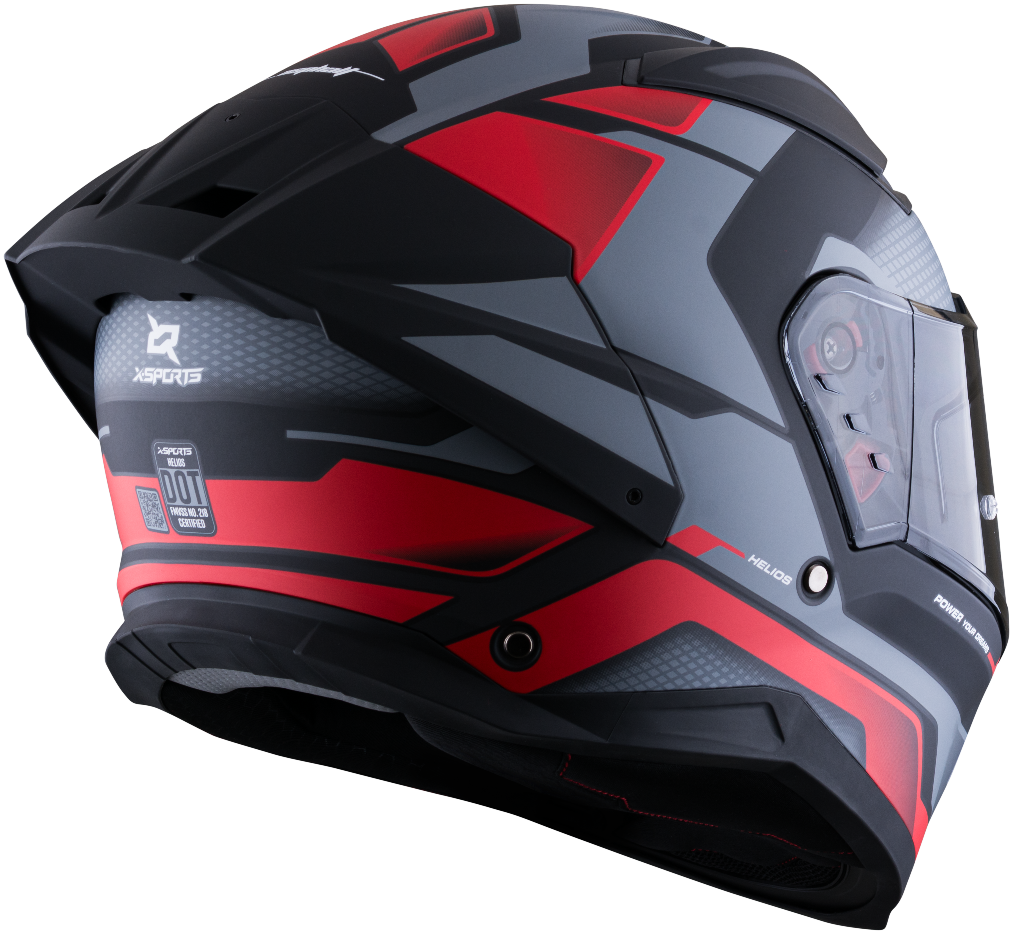Casco XSPORTS Helios Asphalt Negro Rojo