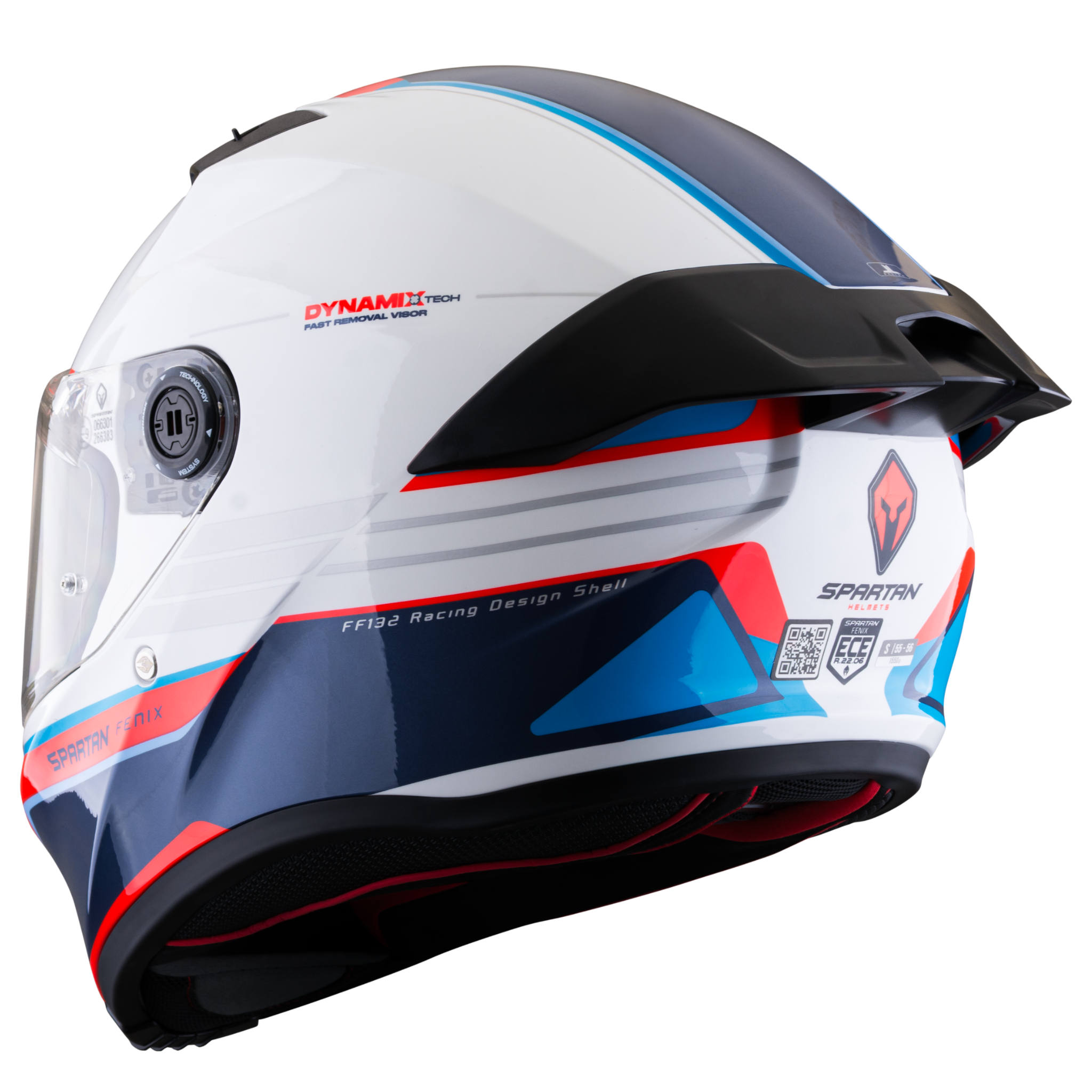 Casco SPARTAN Fenix Slab Blanco Azul Rojo