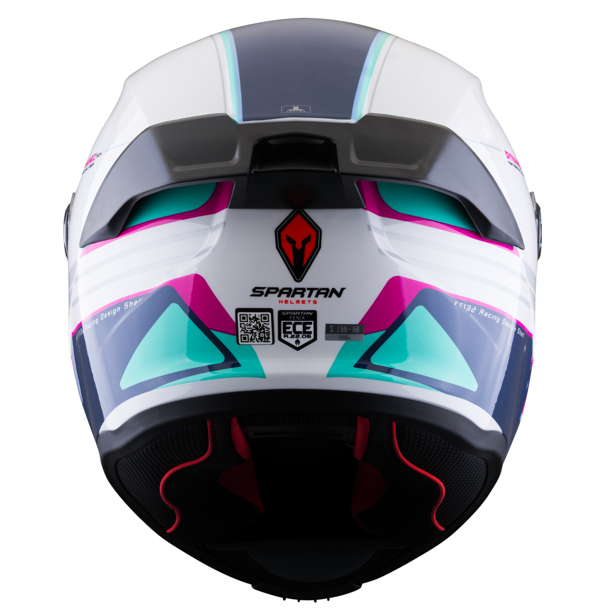 Casco SPARTAN Fenix Slab Blanco Turquesa Rosa Brillante