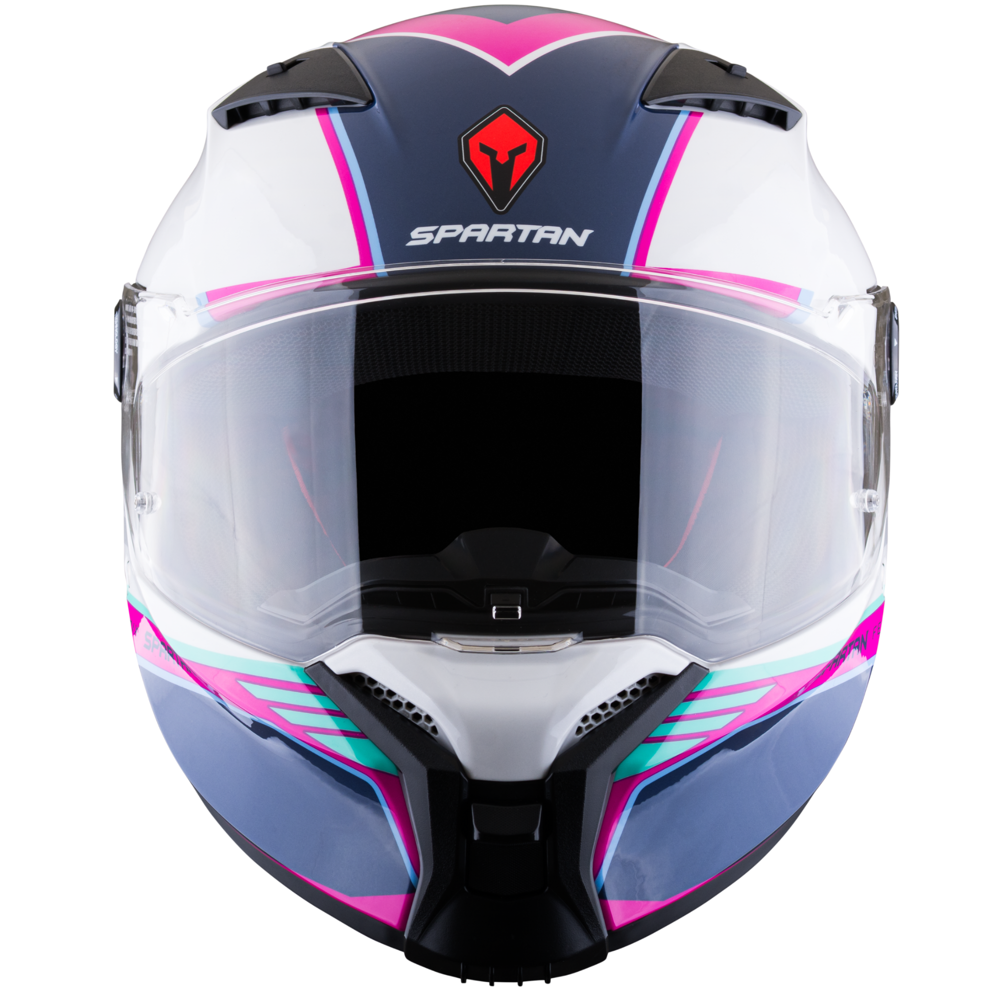Casco SPARTAN Fenix Slab Blanco Turquesa Rosa Brillante