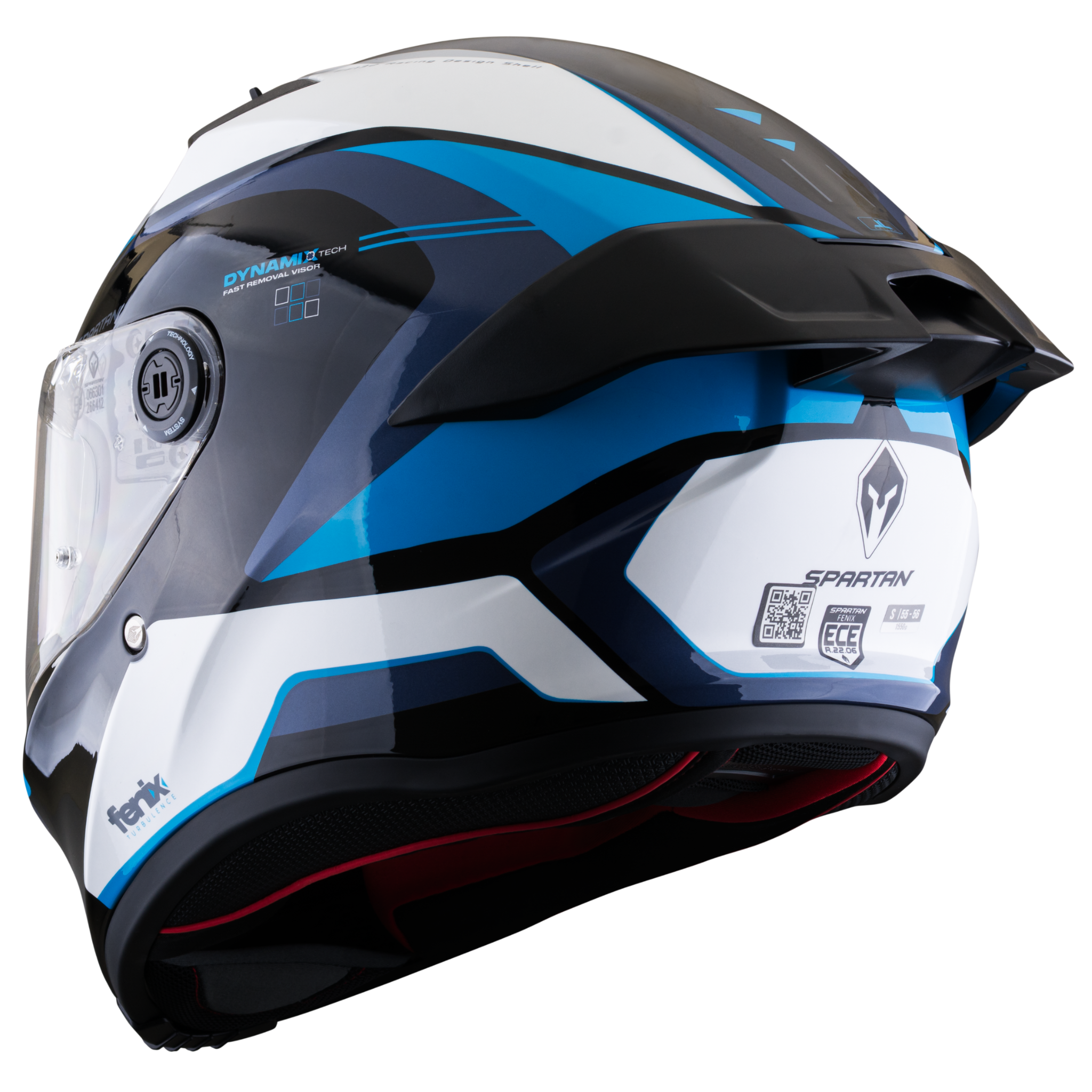 Casco SPARTAN Fenix Turb Negro Blanco Azul