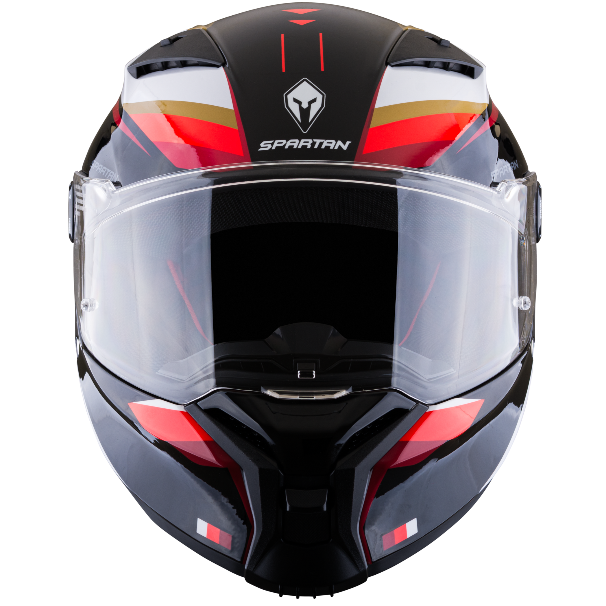 Casco SPARTAN Fenix Turb Negro Blanco Rojo Brillante