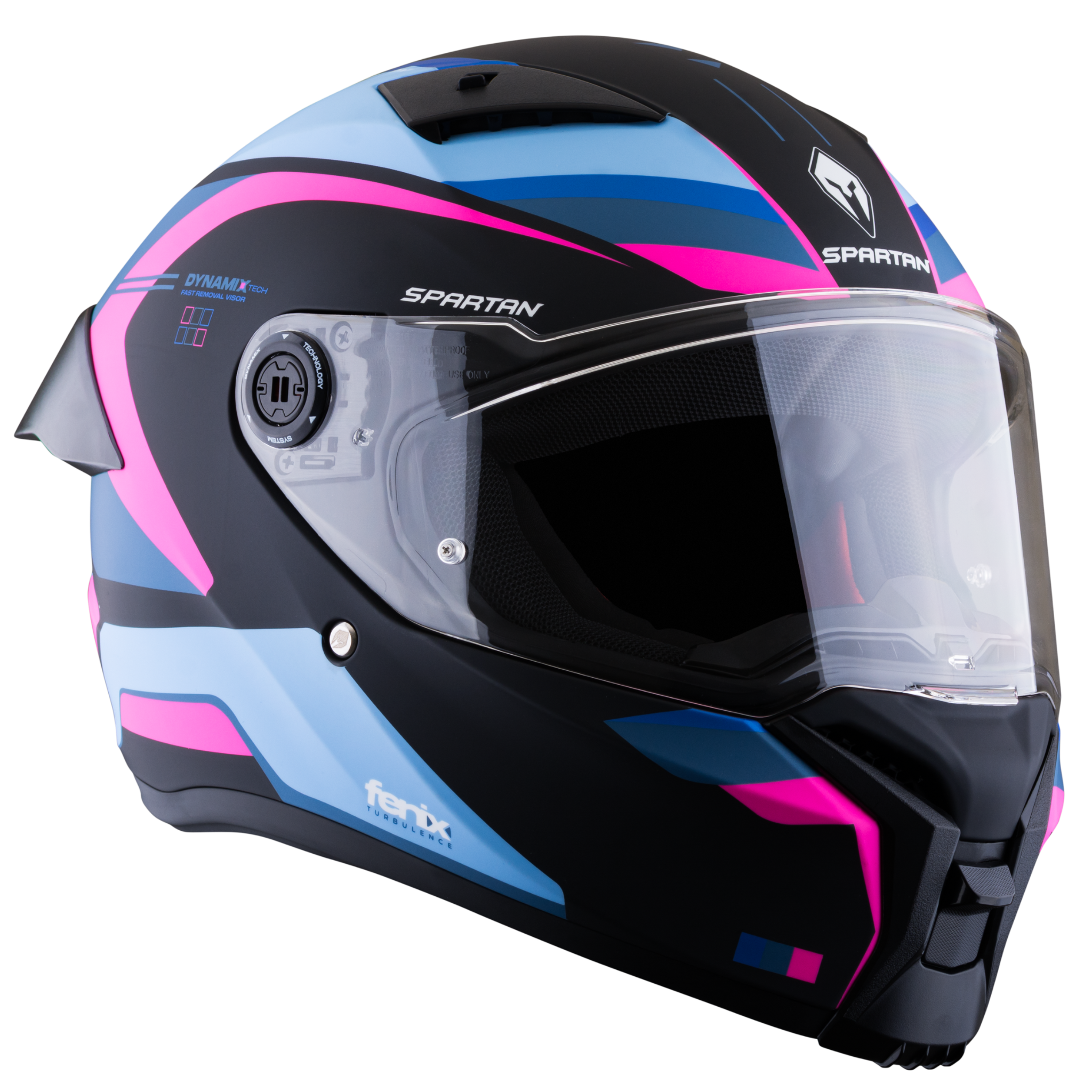 Casco SPARTAN Fenix Turb Negro Rosa Azul Mate