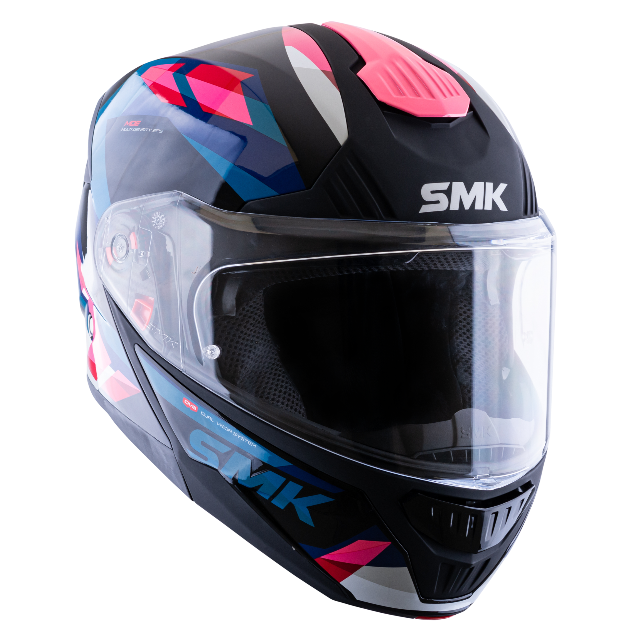 Casco SMK Gullwing Charger Negro Azul Rosa