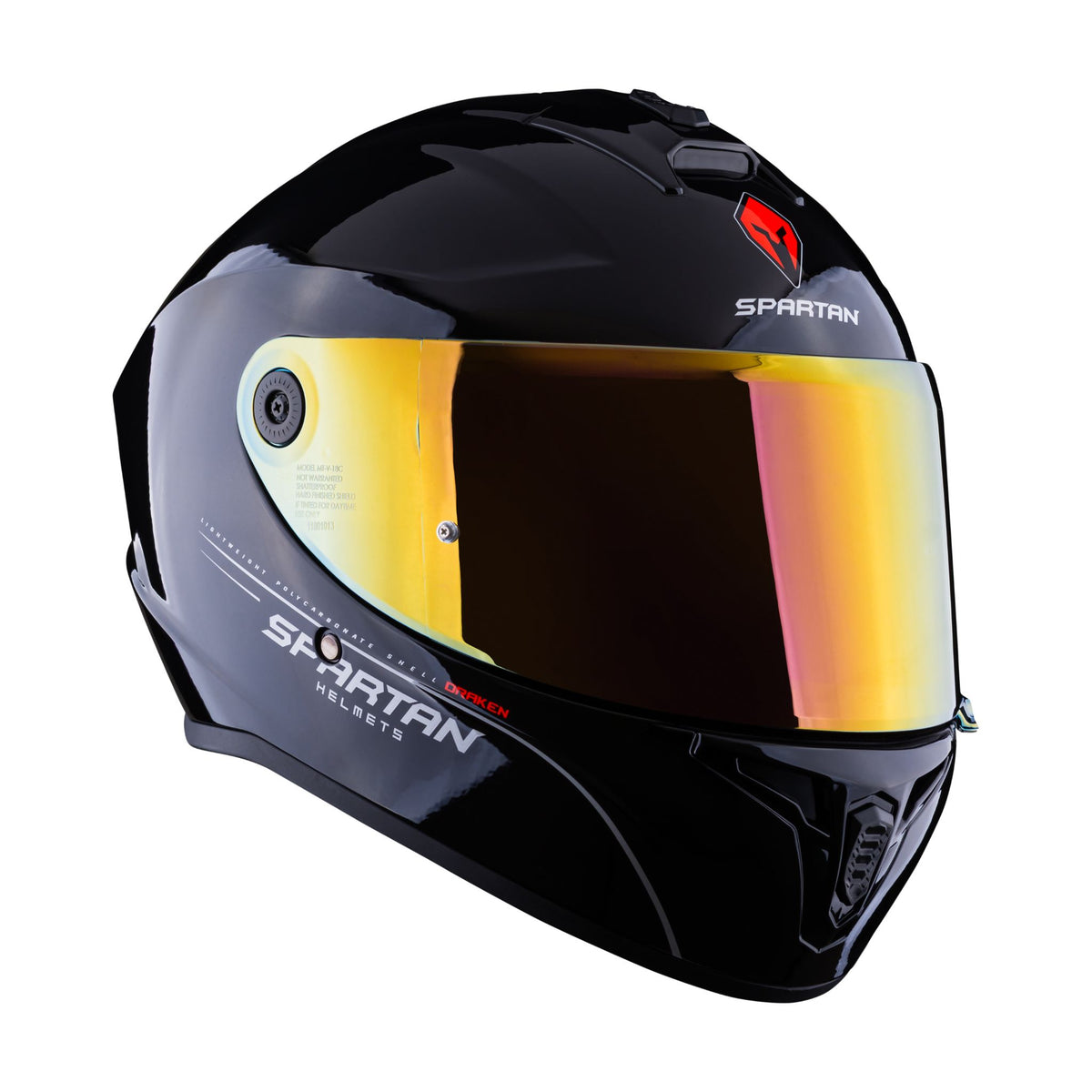 Casco SPARTAN Draken S Negro Brillante Visor Rojo