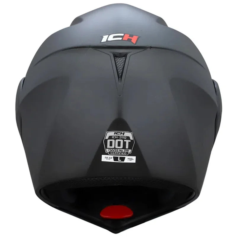 Vista posterior del casco abatible ICH 3110 Solid negro mate