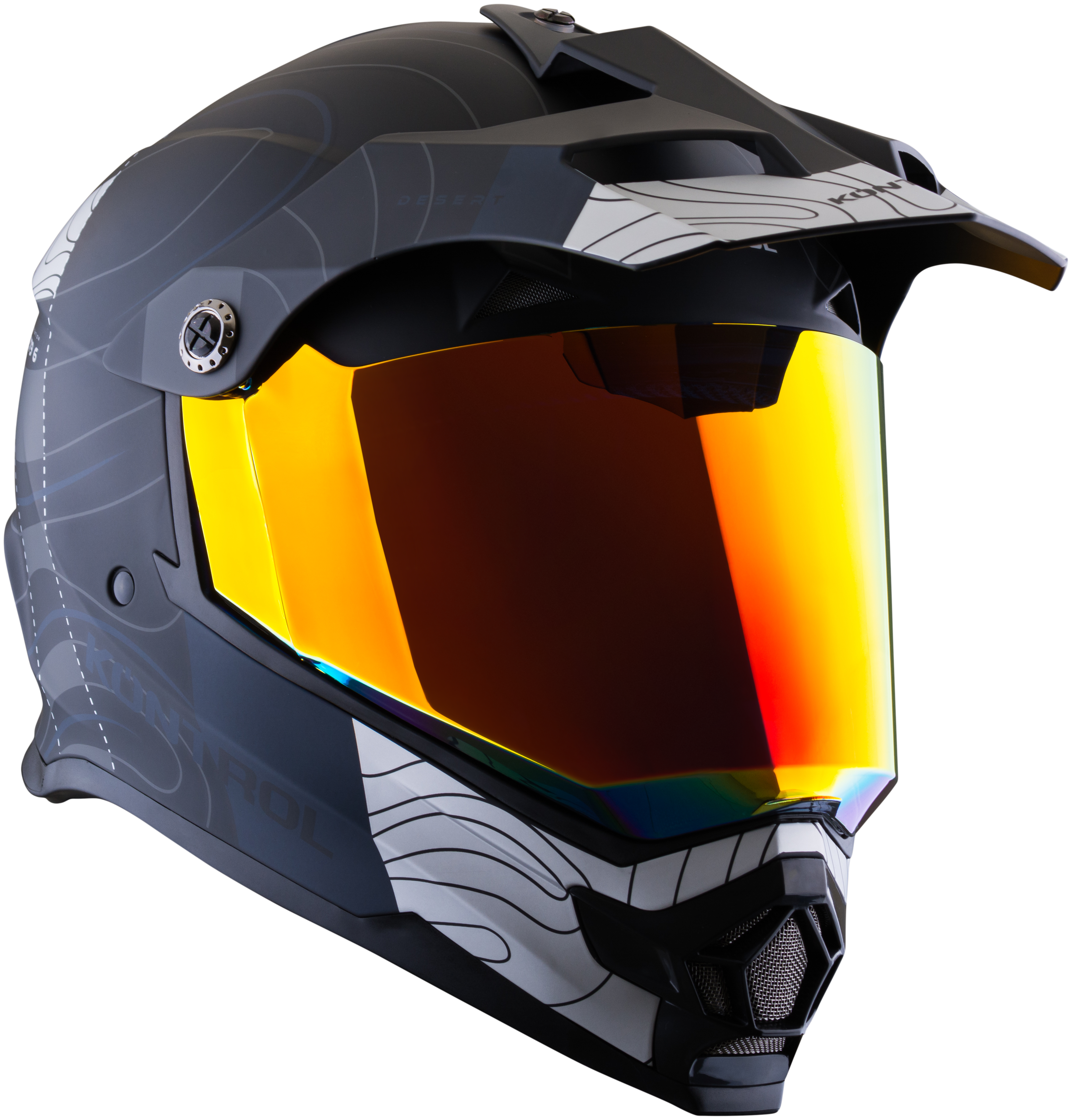 Vista frontal del casco KONTROL 819-6 Desert negro azul