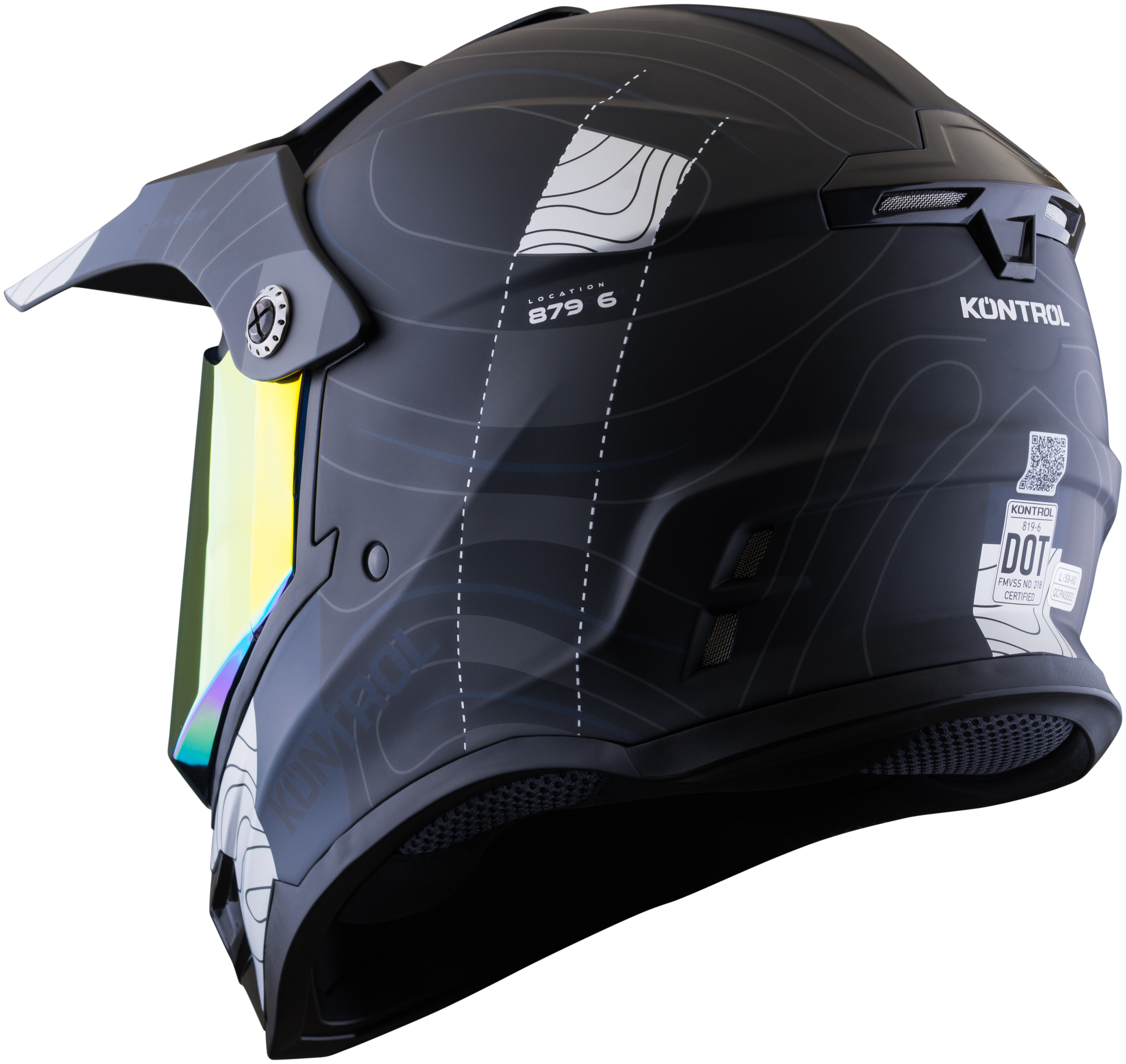Vista lateral del casco KONTROL 819-6 Desert negro azul