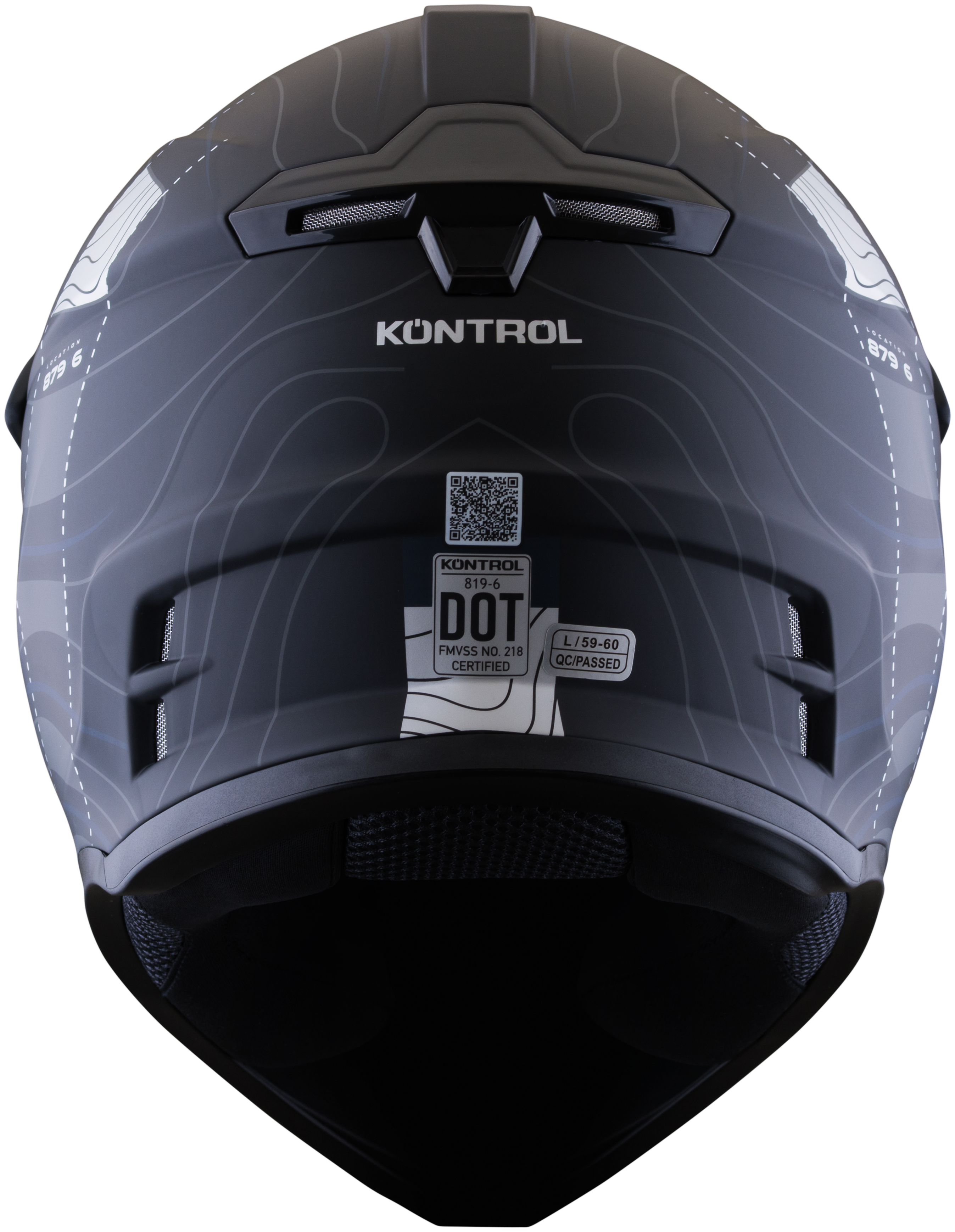 Vista posterior del casco KONTROL 819-6 Desert negro azul