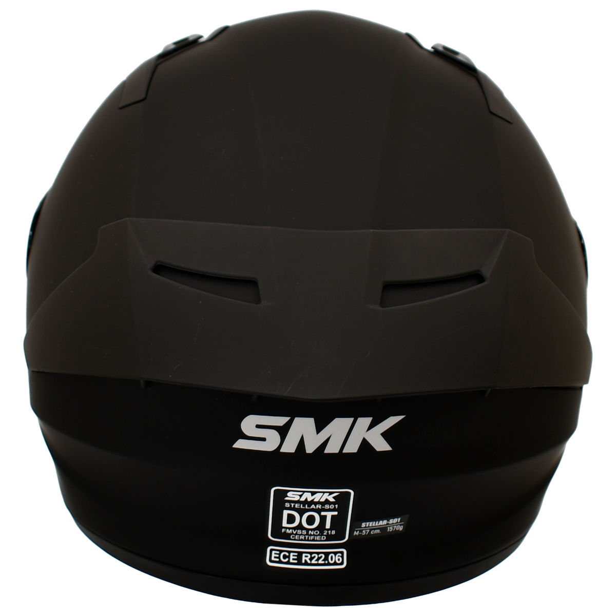 Casco SMK Stellar negro mate, vista posterior