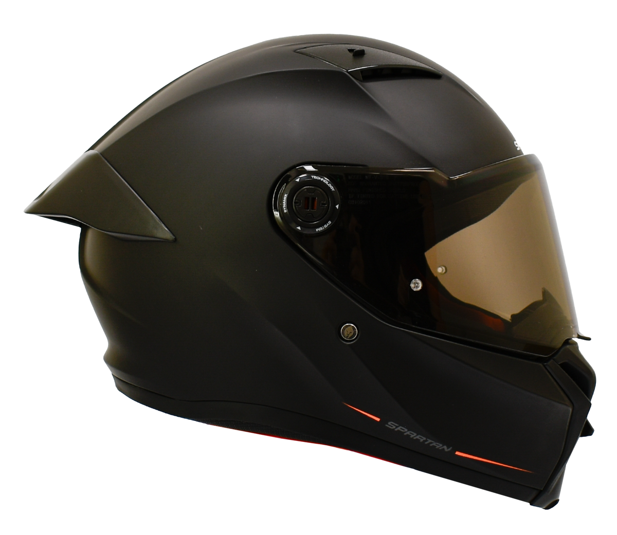 Casco Spartan Fenix negro mate con visor dorado, vista lateral derecha