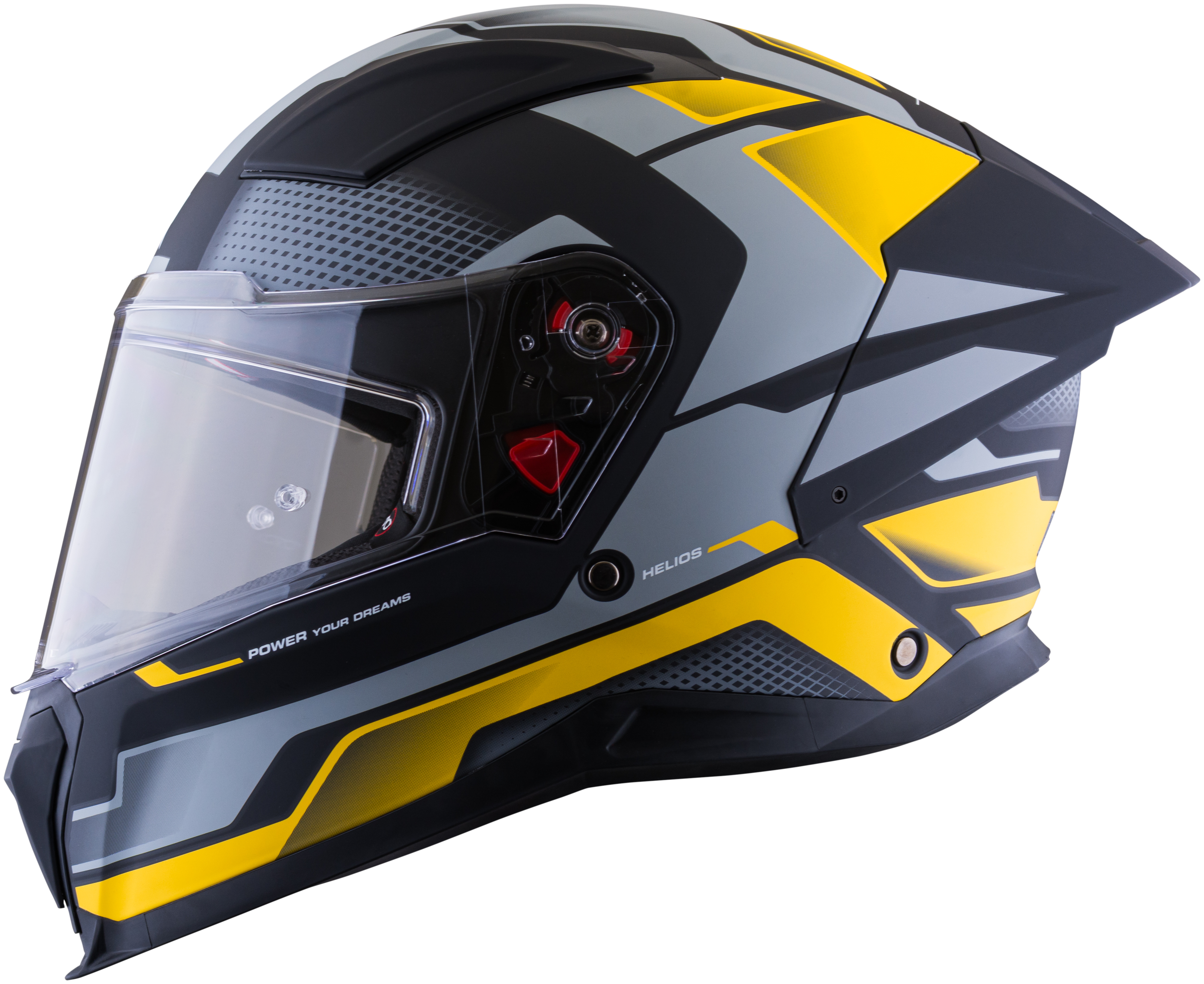 Casco XSPORTS Helios Asphalt gris amarillo, vista lateral