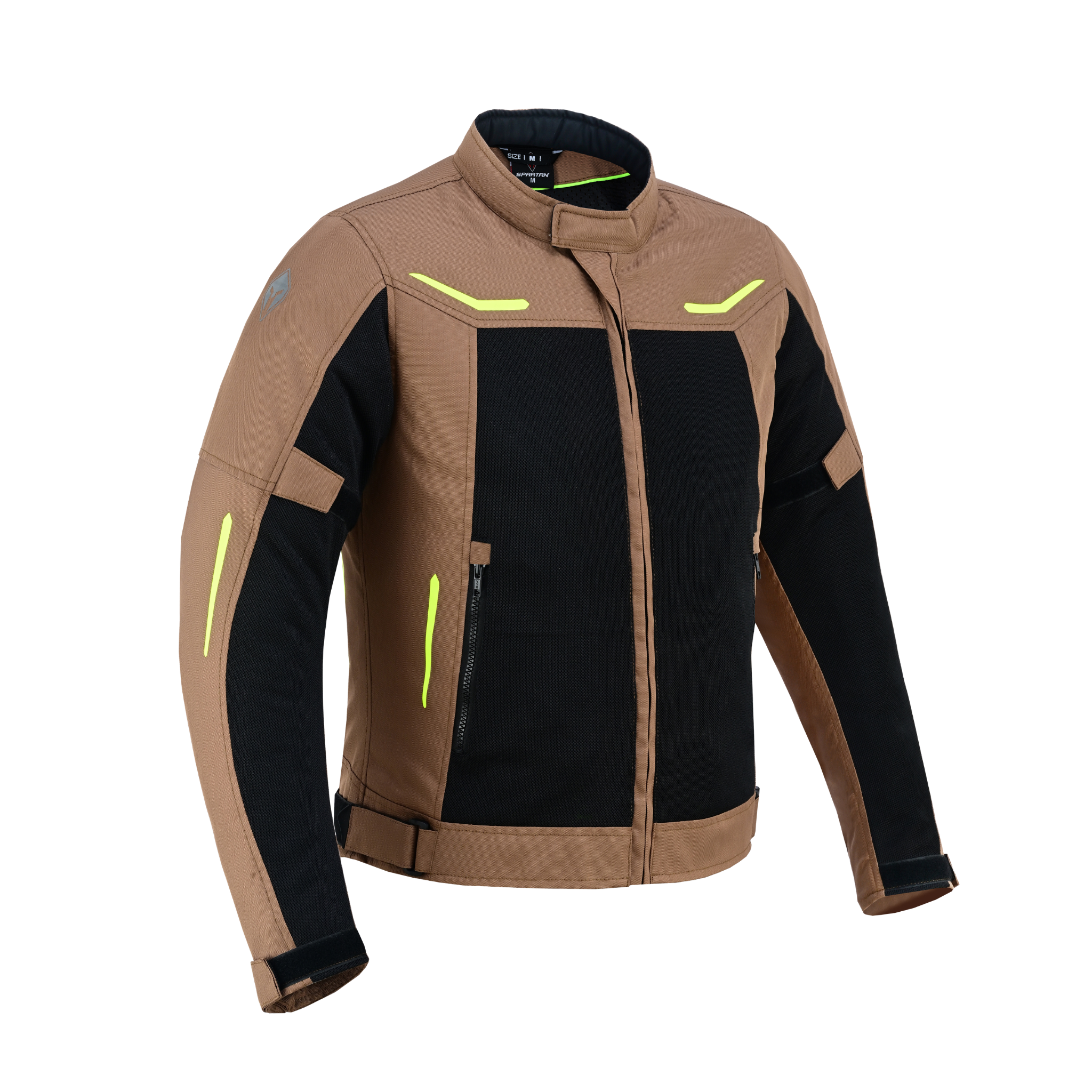 Vista lateral de la chaqueta SPARTAN Mesh color arena