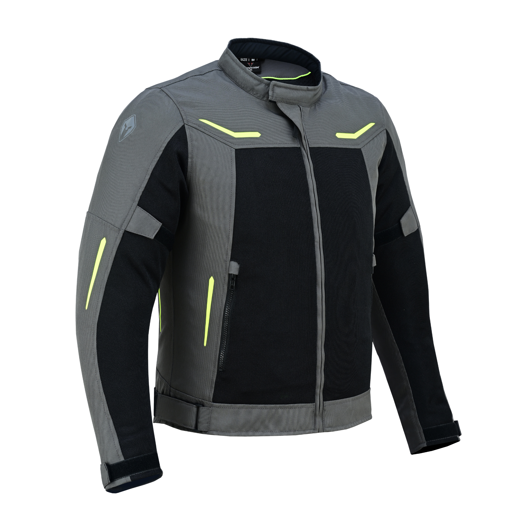 Vista posterior lateral de la chaqueta SPARTAN Mesh gris