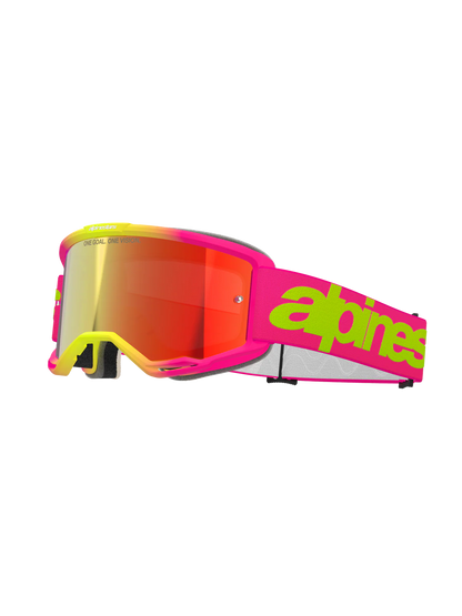 Goggle ALPINESTARS Vision 5 Wordmark Rosa FL Amarillo Mirror Rojo