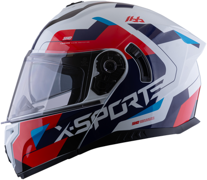 Casco XSPORTS 166 Bokanix Blanco Azul Rojo Brillante