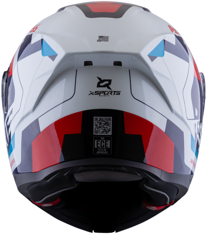 Casco XSPORTS 166 Bokanix Blanco Azul Rojo Brillante