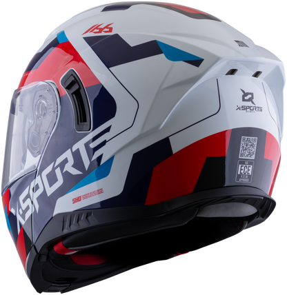 Casco XSPORTS 166 Bokanix Blanco Azul Rojo Brillante