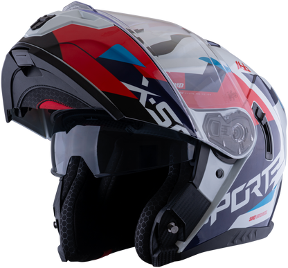 Casco XSPORTS 166 Bokanix Blanco Azul Rojo Brillante