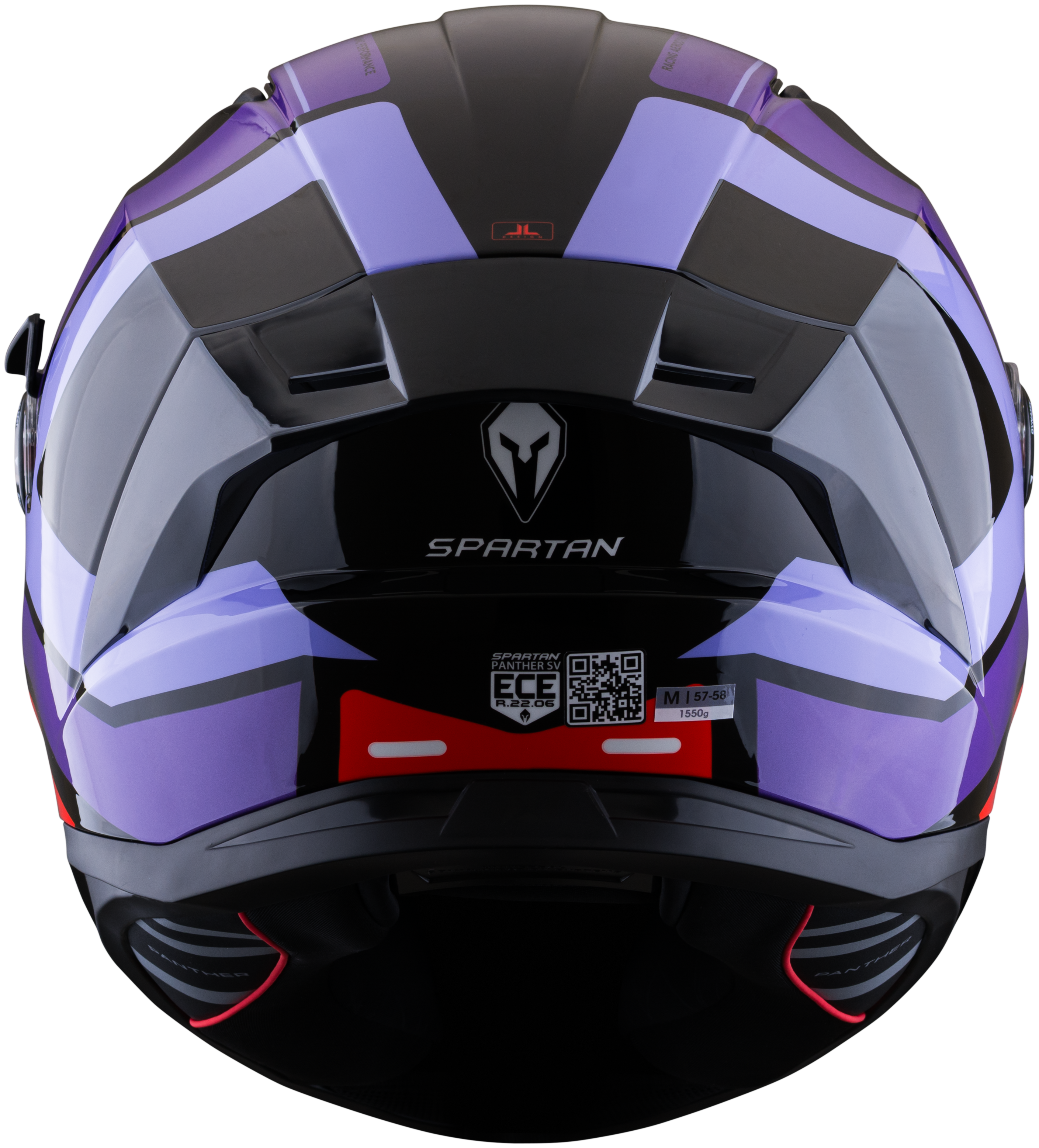 Casco SPARTAN Panther Valve Negro Rojo Morado