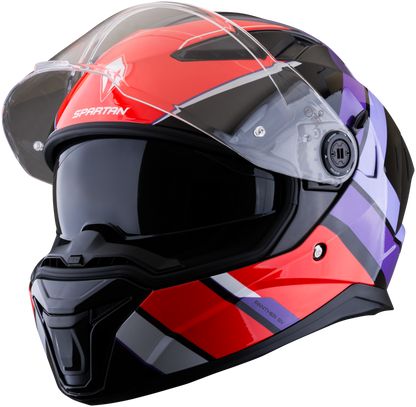 Casco SPARTAN Panther Valve Negro Rojo Morado