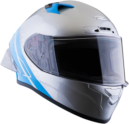 Casco ZEUS 826 Plata Azul Brillante