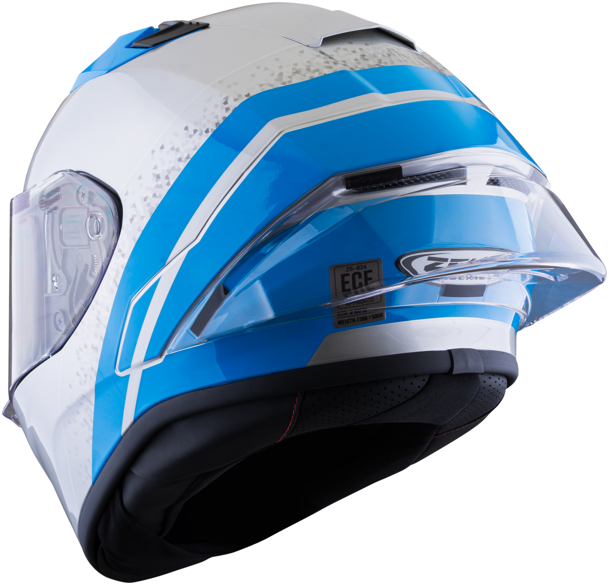 Casco ZEUS 826 Plata Azul Brillante