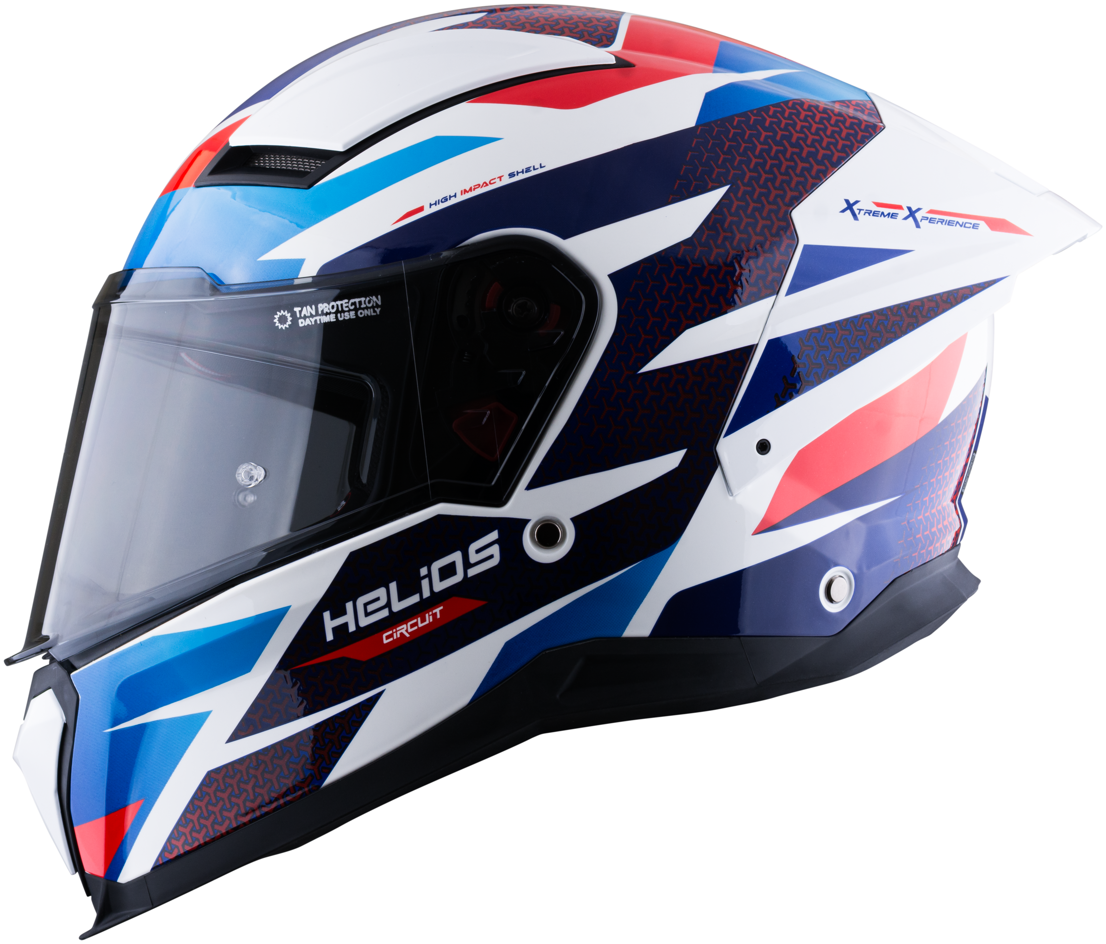Casco XSPORTS Helios Circuit Blanco Rojo Azul