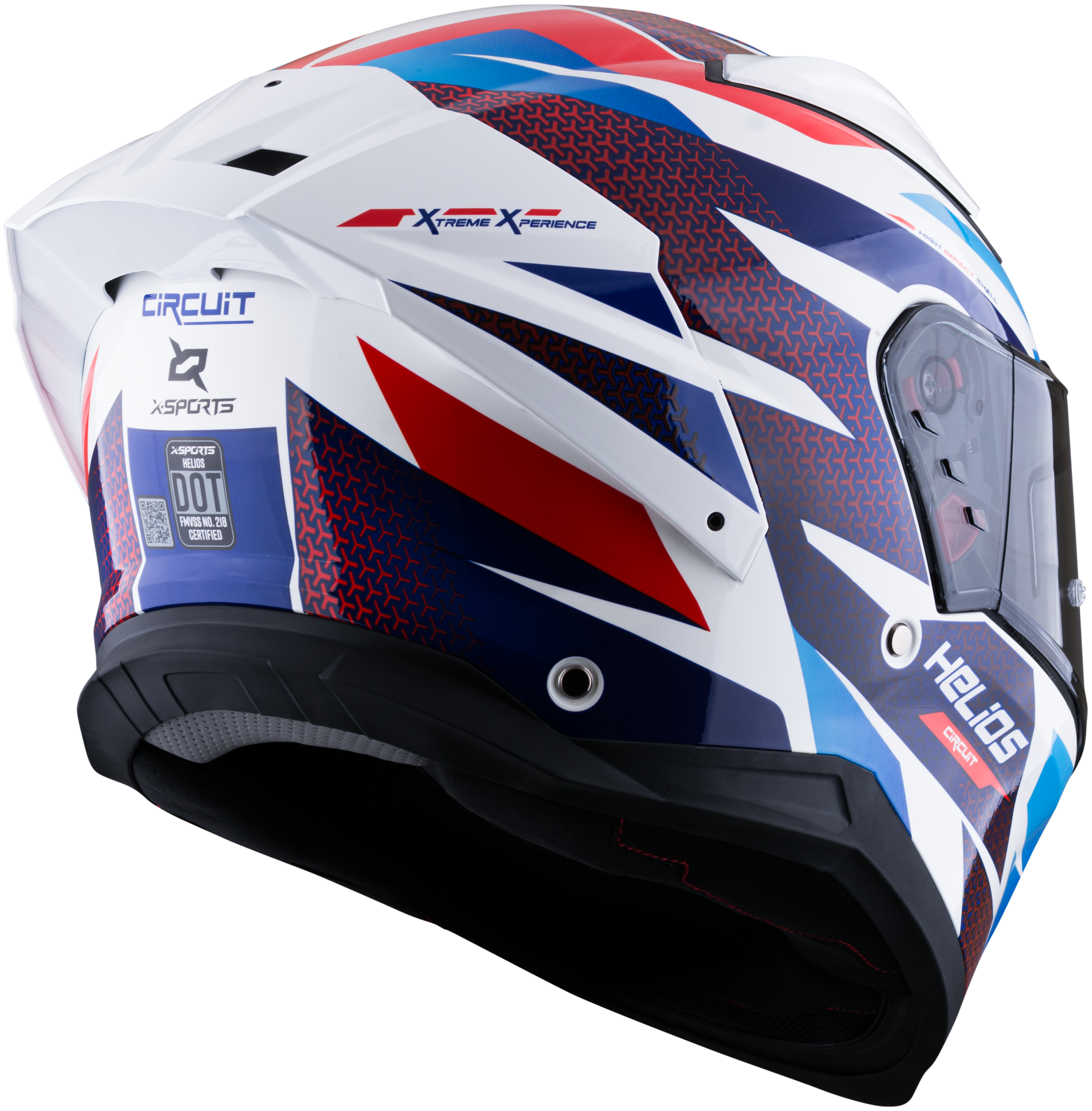 Casco XSPORTS Helios Circuit Blanco Rojo Azul