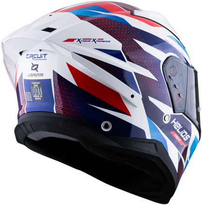 Casco XSPORTS Helios Circuit Blanco Rojo Azul