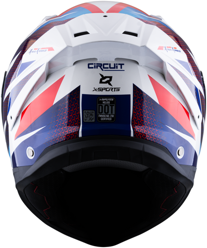 Casco XSPORTS Helios Circuit Blanco Rojo Azul