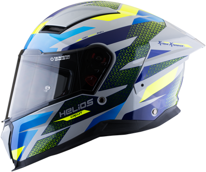 Casco XSPORTS Helios Circuit Gris Azul Amarillo
