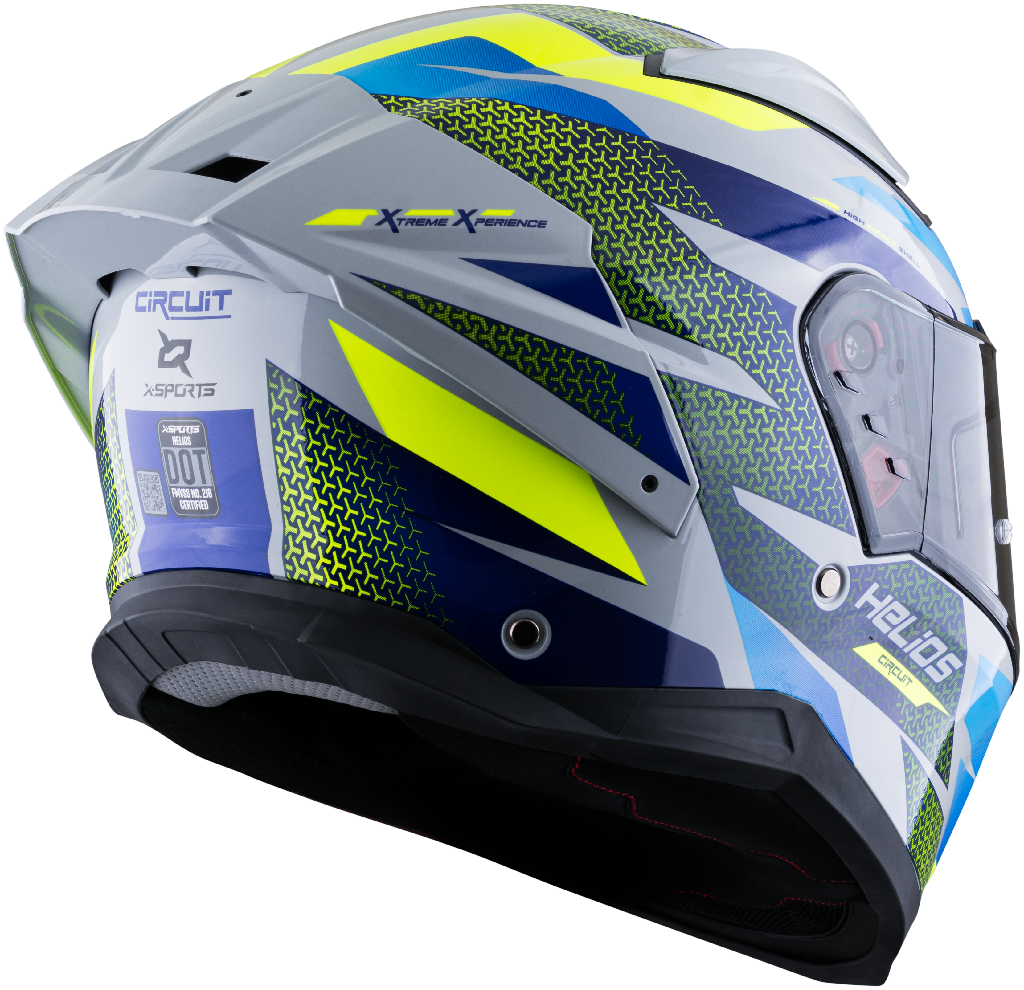 Casco XSPORTS Helios Circuit Gris Azul Amarillo