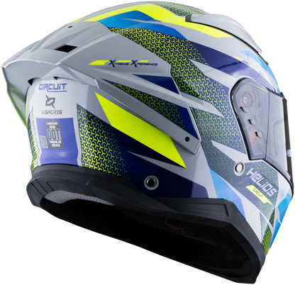 Casco XSPORTS Helios Circuit Gris Azul Amarillo
