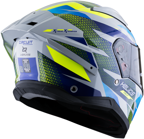 Casco XSPORTS Helios Circuit Gris Azul Amarillo