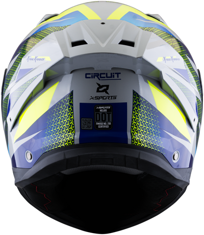 Casco XSPORTS Helios Circuit Gris Azul Amarillo