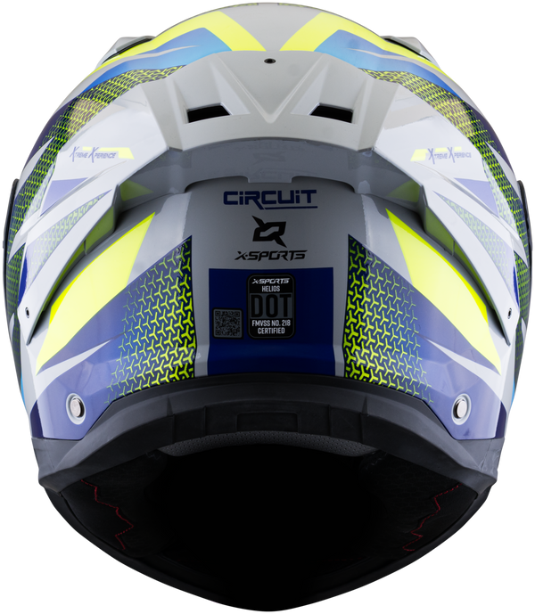 Casco XSPORTS Helios Circuit Gris Azul Amarillo