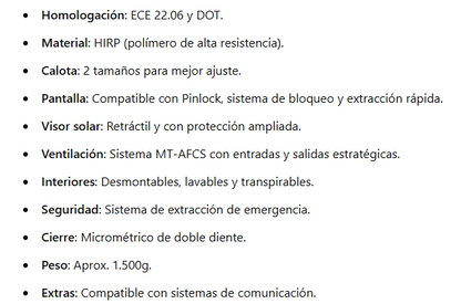 CARACTERÍSTICAS MTTHUNDER4SV