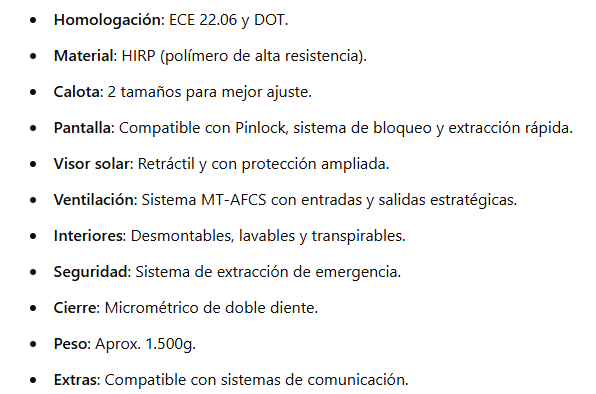 CARACTERÍSTICAS MTTHUNDER4SV