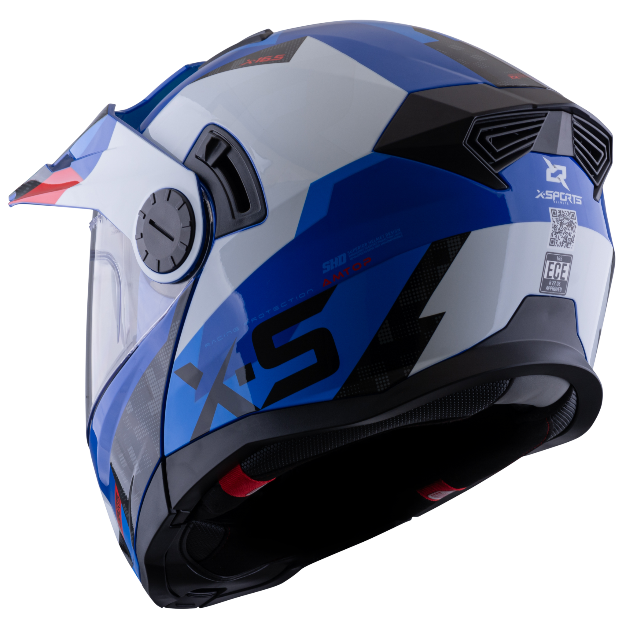 Casco Xsports X-165 Amptop Azul Rojo Brillante