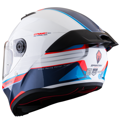 Casco SPARTAN Fenix Slab Blanco Azul Rojo