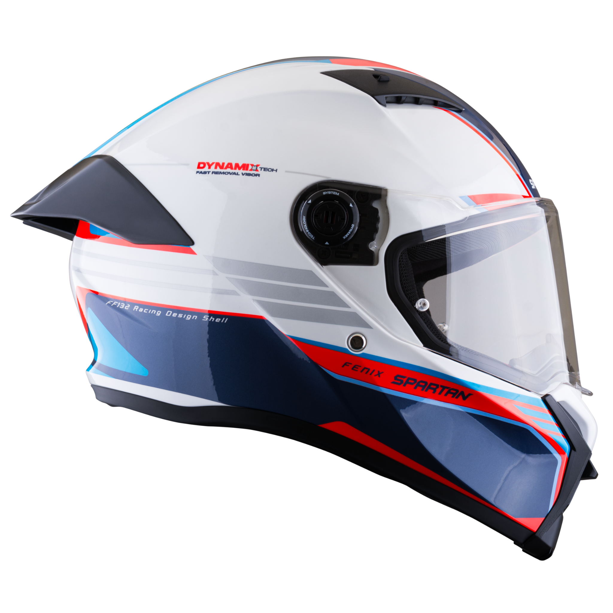 Casco SPARTAN Fenix Slab Blanco Azul Rojo