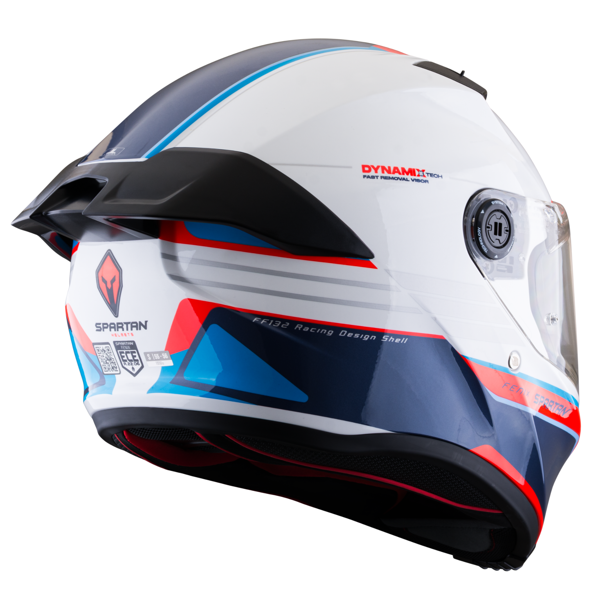 Casco SPARTAN Fenix Slab Blanco Azul Rojo